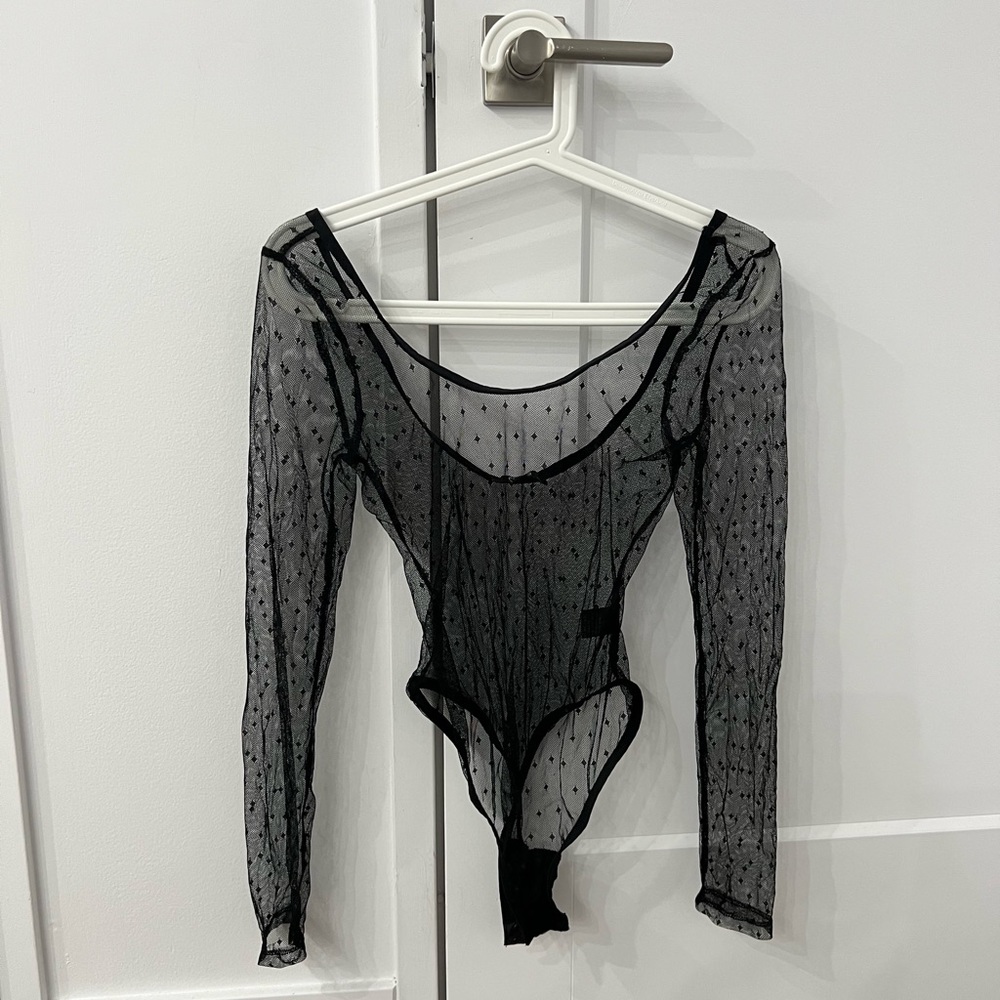 SEXY MESH LONG SLEEVE BODYSUIT